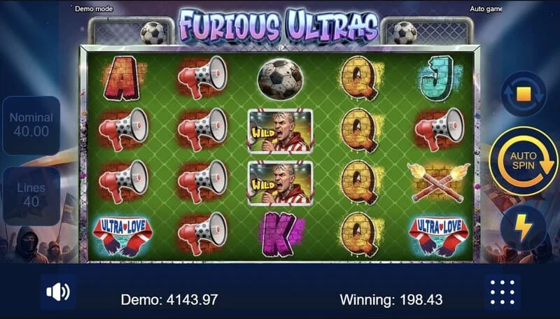 Furious Ultras - paylines pada gulungan